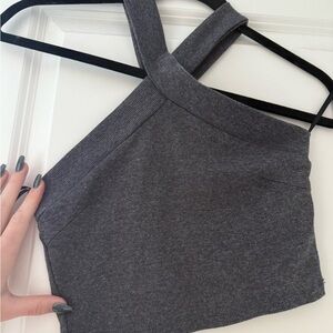 SHEIN Dark Gray Asymmetrical Crop Top